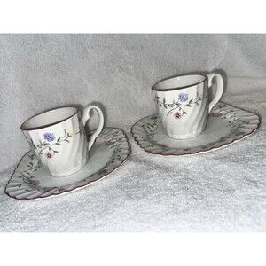 Johnson Brothers China 2 Cups And 2 Dessert 7 1/2” Plates  EUC Made In England